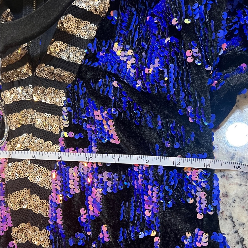 L'ATISTE Black and Blue Sequin Dress - Picture 2 of 10